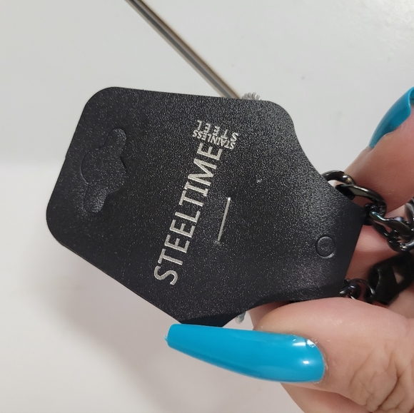 Black Plated Stainless Steel necklace 22" NWT - Picture 3 of 6